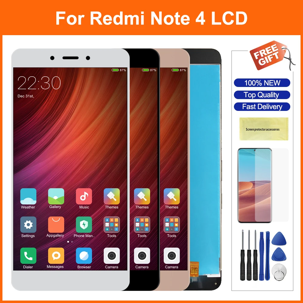 

ЖК-дисплей 5,5 "MTK Helio для Xiaomi Redmi Note 4, ЖК-дисплей, сенсорный экран, панель с дигитайзером в сборе для Redmi Note4, экран
