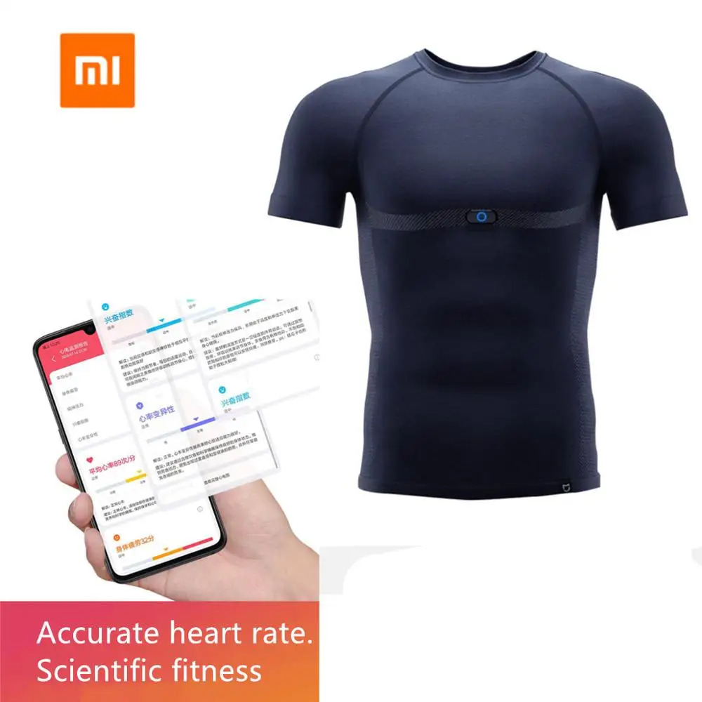Xiaomi Mijia Sports T-shirt Smart ADI ECG Chip Monitoring Heart Rate Fatigue Depth Analysis Washable Comfortable