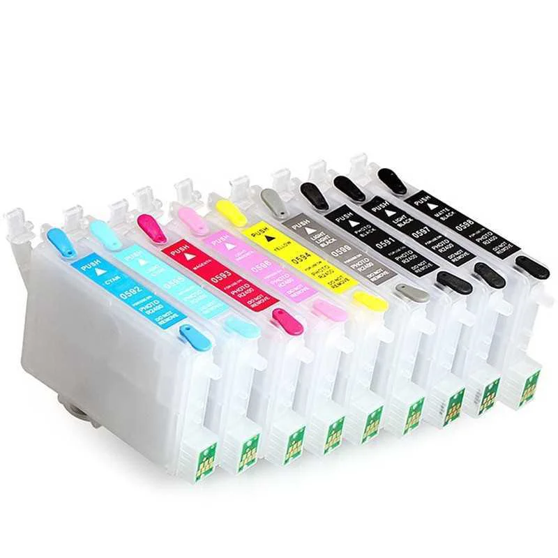 Перезаправляемый картридж для Epson Stylus Photo R2400 с чипами ARC T0591-T0599 чернильный пустые