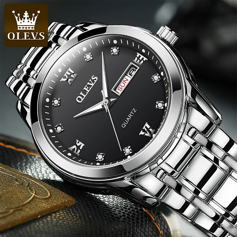 OLEVS New Quartz Men's HD Luminous 30 Meter Water Resistant Watch Digital Scale Simple Business Single Calendar Watches 8691 | Наручные