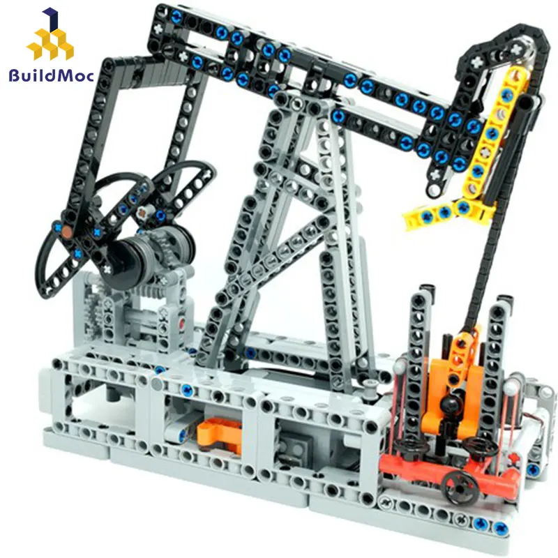 

BuildMoc Oil Pumpjack Engineering crane Building Blocks Bricks Compatible Creative DIY Children Toys Block