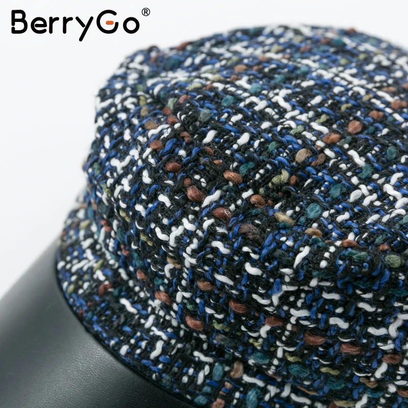 BerryGo Повседневный твидовый в клетку Военная кепка для женщин осень зима модный