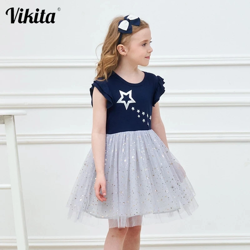 Купи VIKITA Girls Princess Dress Kids Unicorn Dresses for Girls Children Sequins Dresses Toddlers Tutu Dress Girl Summer Vestidos за 755 рублей в магазине AliExpress