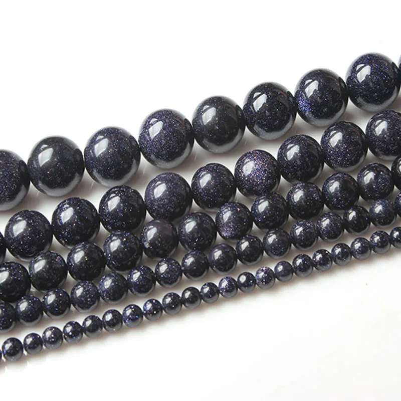 

LanLi 4/ 6/8/10/12mm Fashion Natural Blue sand stones Loose Stone Jewelry Beads be fit for DIY Bracelet Necklace