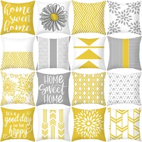yellow gray white geometry cushion covers abstract floral throw pillow cover for sofa home decor stripe office chair pillow case