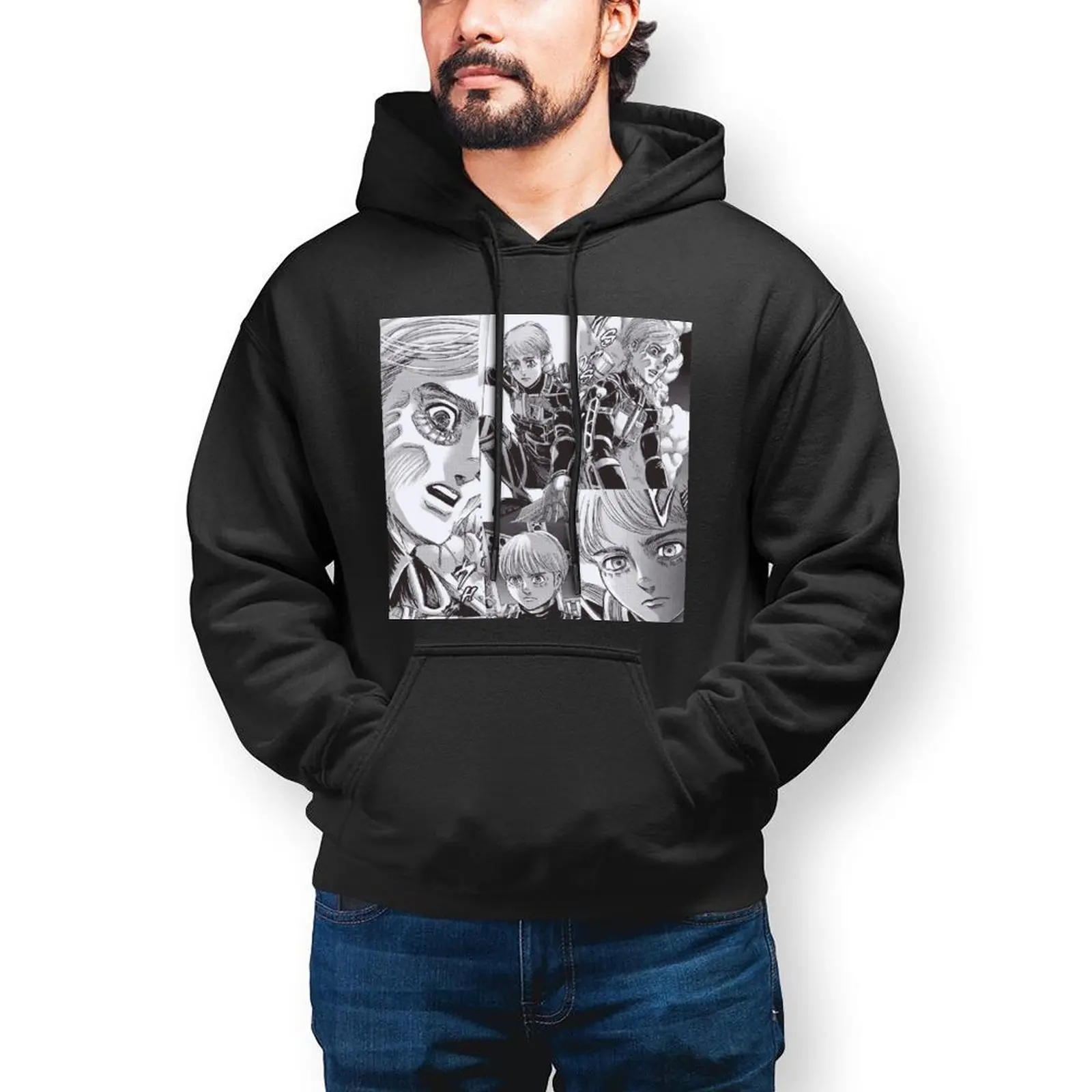 

Толстовка мужская с капюшоном «атака на Титанов», Повседневная хлопковая кофта оверсайз в японском стиле Харадзюку, пуловер для улицы, Зимн...