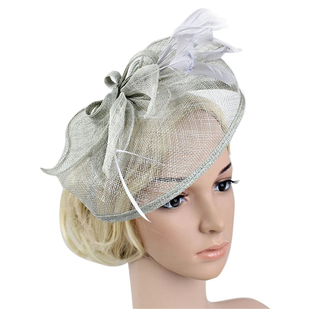 Женская модная свадебная сетчатая шляпа Вуалетка с сетчатыми лентами и перьями