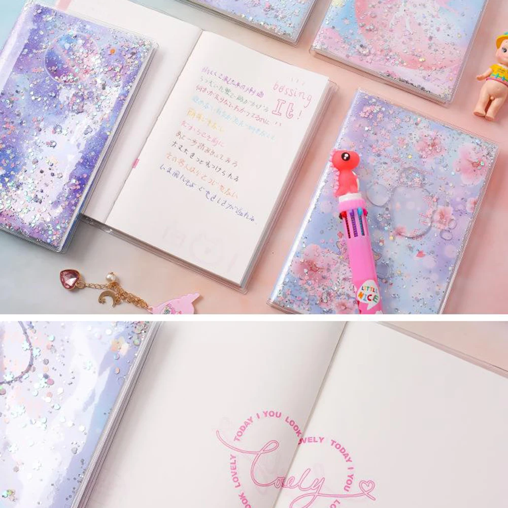 Блокнот в виде русалки с сыпучим песком блестящий красивый розовый фиолетовый