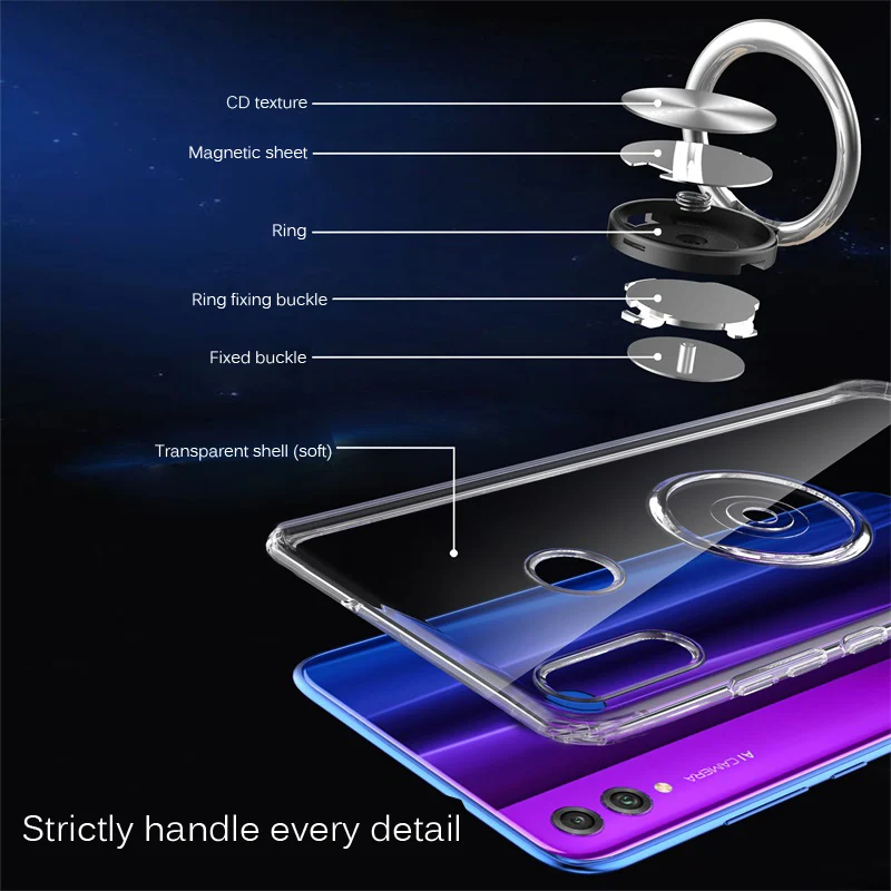 Чехол для Huawei Honor 8X прозрачный деловой чехол с магнитным кольцом Задняя панель