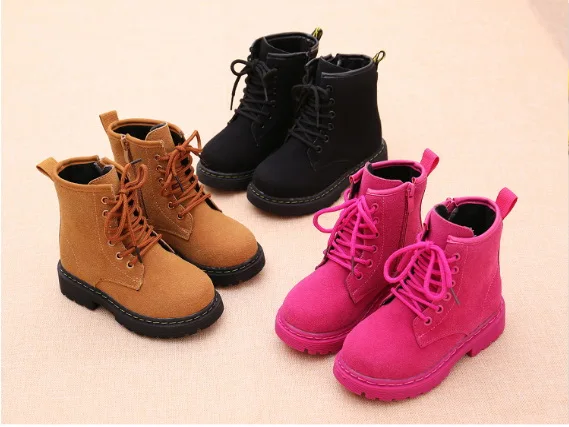 

Autumn Winter Children Boots Girls Boys Leather Rubber Ankle Martin Boots Fashion Baby Sport shoes For Kids Short