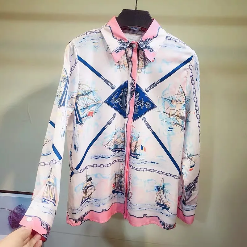 CHICLADY Сезон весна-осень Женская блузка дворец Стиль хит Цвет с длинным рукавом и