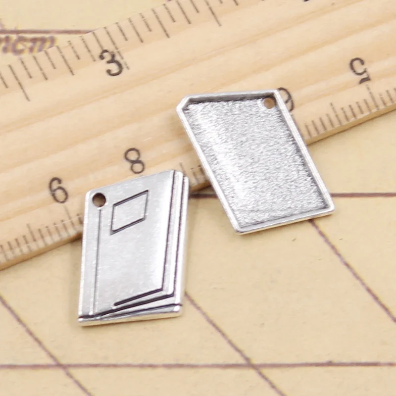 20 штук Подвески школьная книга 18x13mm Тибетский серебристый цвет Кулоны из