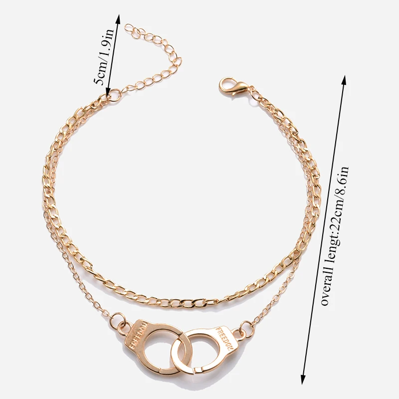 

1pc New Fashion Love Handcuffs Beach Anklets For Women Trendy Foot Jewelry Freedom Letters Leg Bracelet Nice Gift For Girl