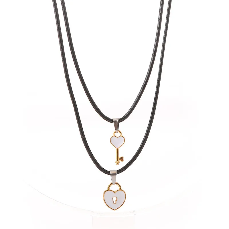 Новинка яркое ожерелье для пары винтажное с подвеской-замком веревочная цепочка