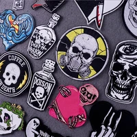 punk skull iron on patches for clothing diy hippie love applique clothing thermoadhesive patches on clothes stickers badges