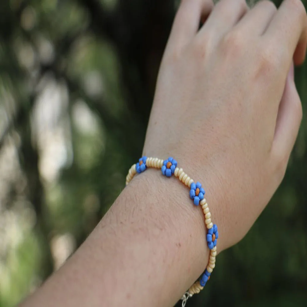 Дизайнерский оригинальный корейский милый цветочный Маргаритка модный браслет