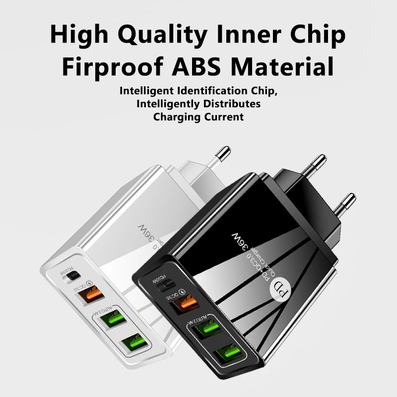 USB мобильный телефон зарядное устройство с функцией быстрой зарядки QC 3 0 4 PD C по