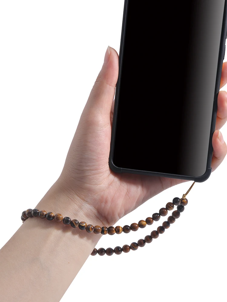 OAIITE Natural Amazonite Tiger Eye Mobile Phone Chain Strap Meditation Beads Anti-lost Lanyard Keychain Accessories Yoga Gift |
