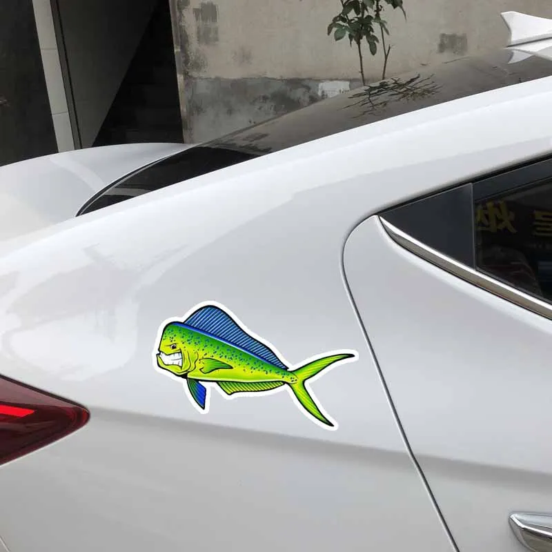 YJZT 15 см * 8 креативный светоотражающий стикер из ПВХ для автомобилей Angry Mahi Fish 12
