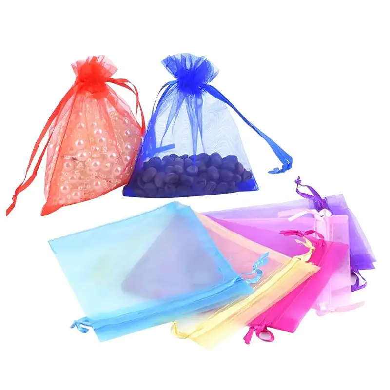 

60 Pieces Organza Gift Bags Drawstring Jewelry Pouches Wedding Party Favor Bags 4 by 4.7 Inch, 12 Colors Random Color