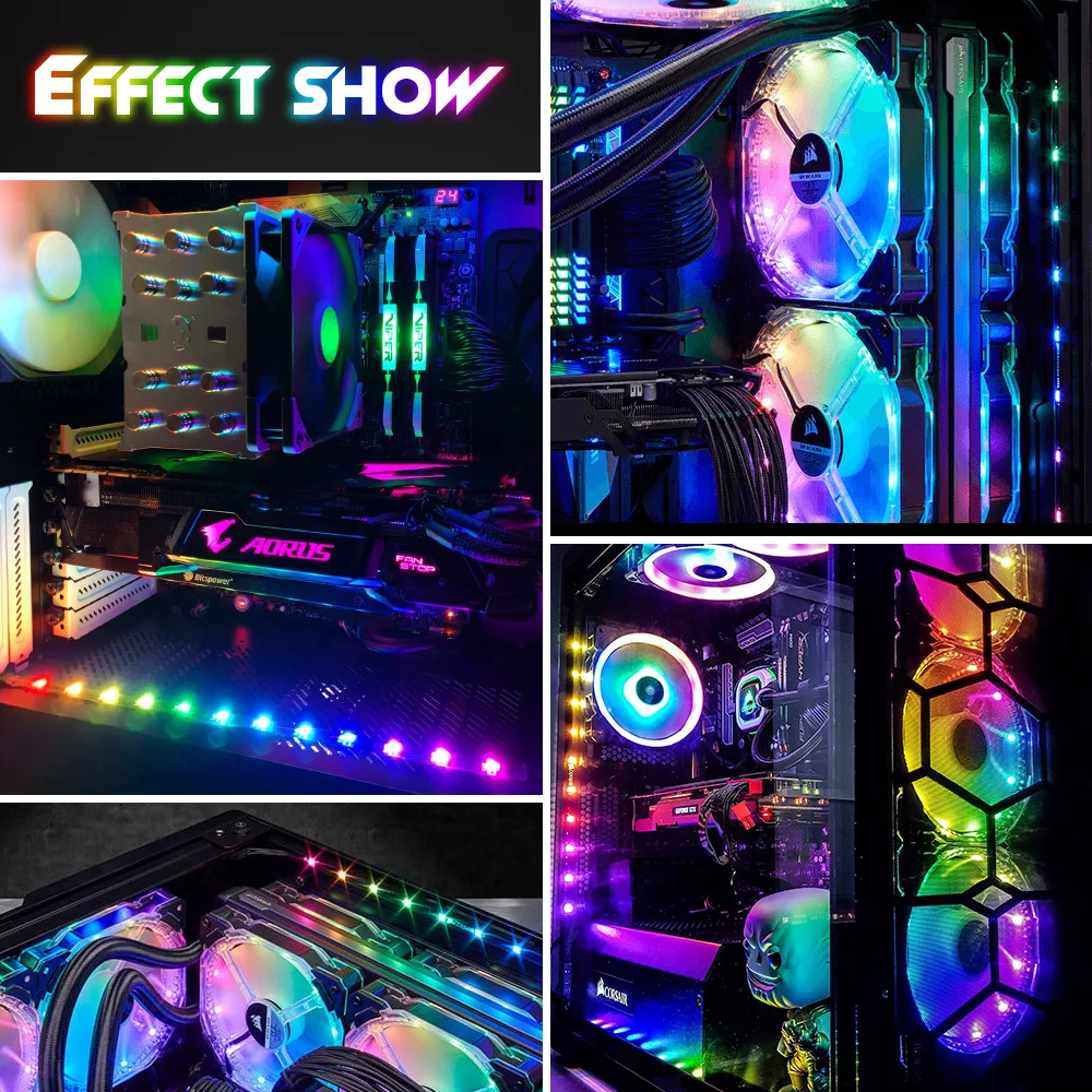 Светодиодные ленты светильник RGB 5V прибор приемно-ws2812b полосы для ПК чехол материнская плата 3 контактный разъем для ASUS Aura SYNC, MSI Mystic светильник синхронизации