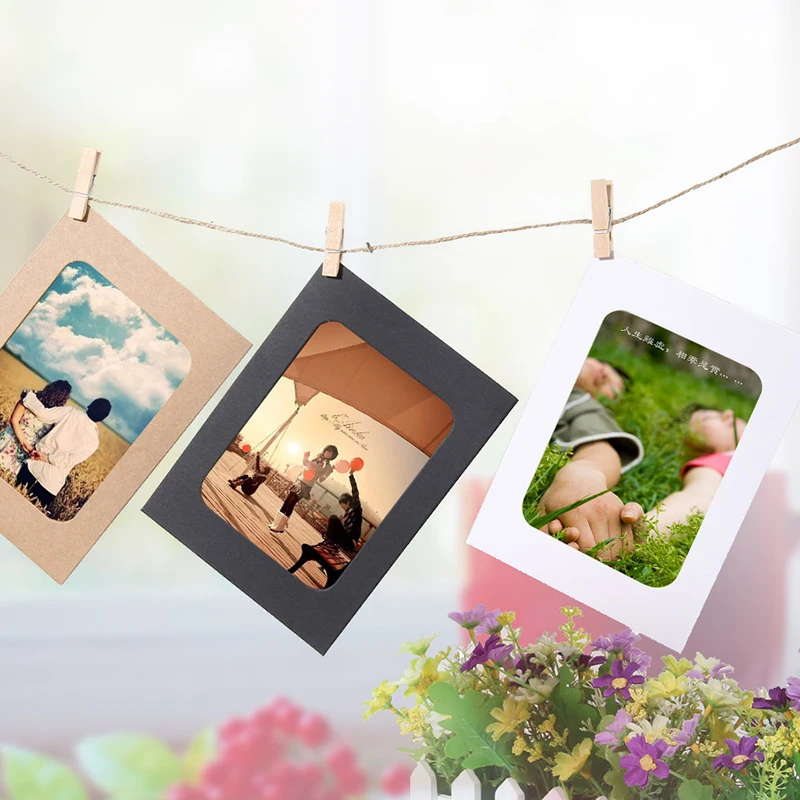 3/5/6 дюймов DIY фото стены Бумага рамка из воловьей кожи Цвет черный белый 10 листов с