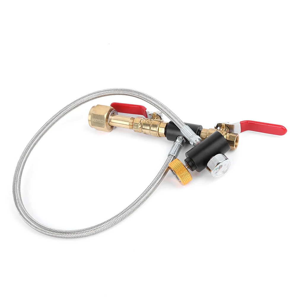 G1/2-Inch 3000psi CO2 Tank Bottle Fill Station Connector Kith 3 L/S with 24-Inch PTFE Hose for Cylinder | Инструменты