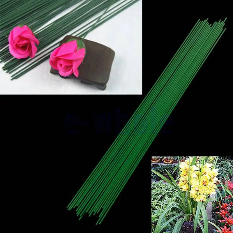 Новинка 12 шт./лот пластиковый цветочный букет из железной проволоки зеленого