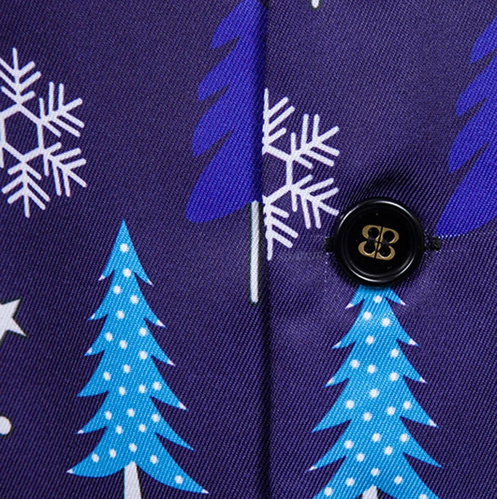 Модный костюм с принтом рождественской елки мужской жилет Новинка осени 2019