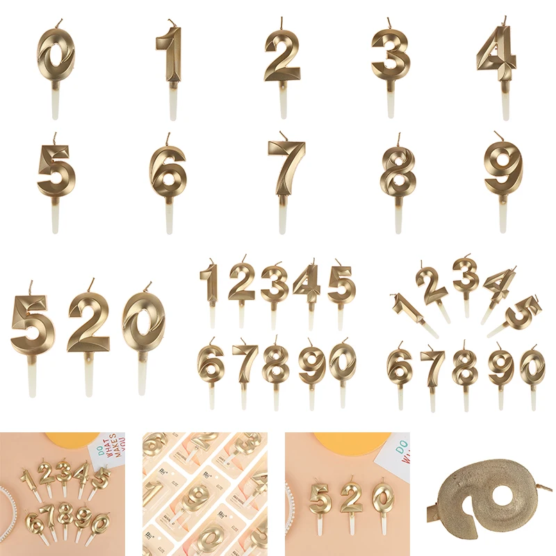 

1Pc New 0-9 Digital Cake Candles Metallic In For Birthday Wedding Party Cake Decoration For Birthday