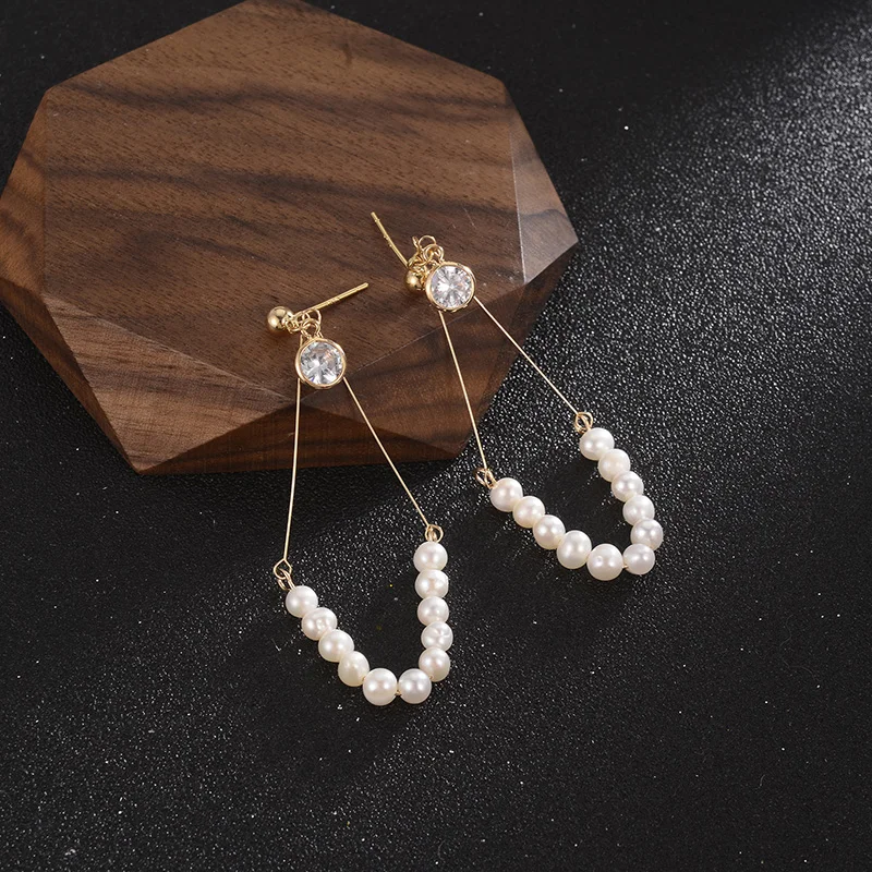 

Dorado Oversize Round Zircon Crystal Drop Earrings For Women Fashion Natural Pearl Long Tassel Earring Temperament Jewelry Gift