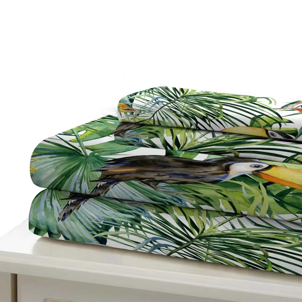 Набор постельного белья HELENGILI 3D с принтом тропических растений пододеяльник
