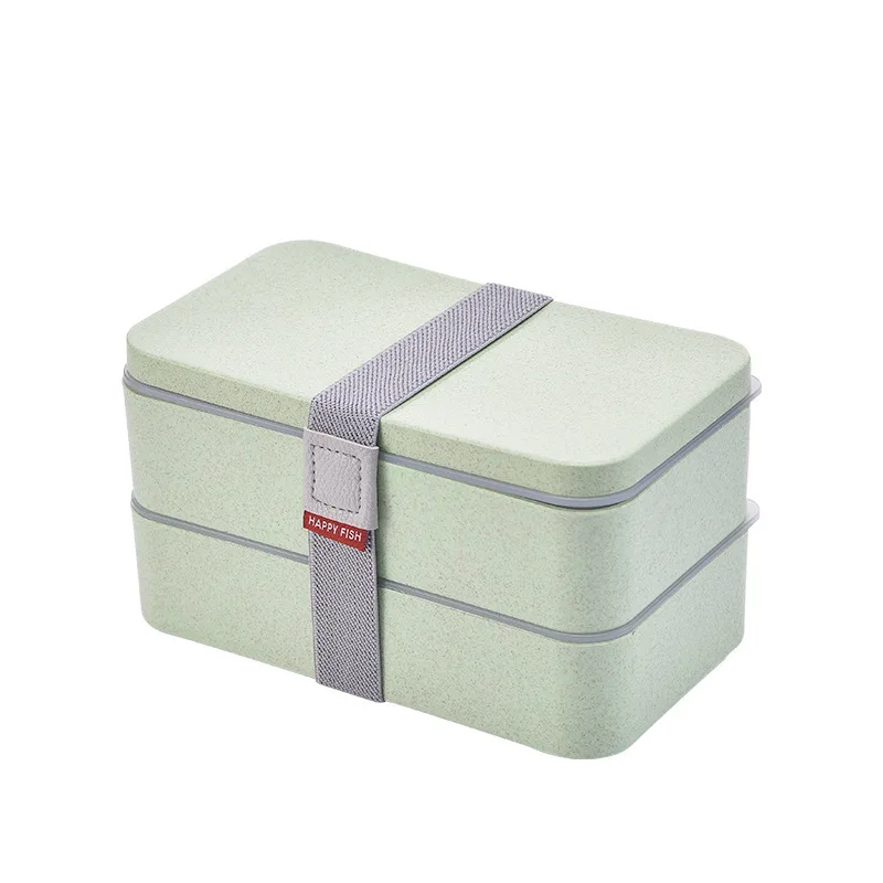 Double-layer Wheat Straw Lunch Box for Kids Eco-friendly Office Bento Boxes Portable Travel Food Container | Дом и сад