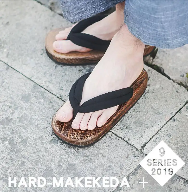 Шлепанцы мужские деревянные для косплея скамейка сандалии Гета в японском стиле