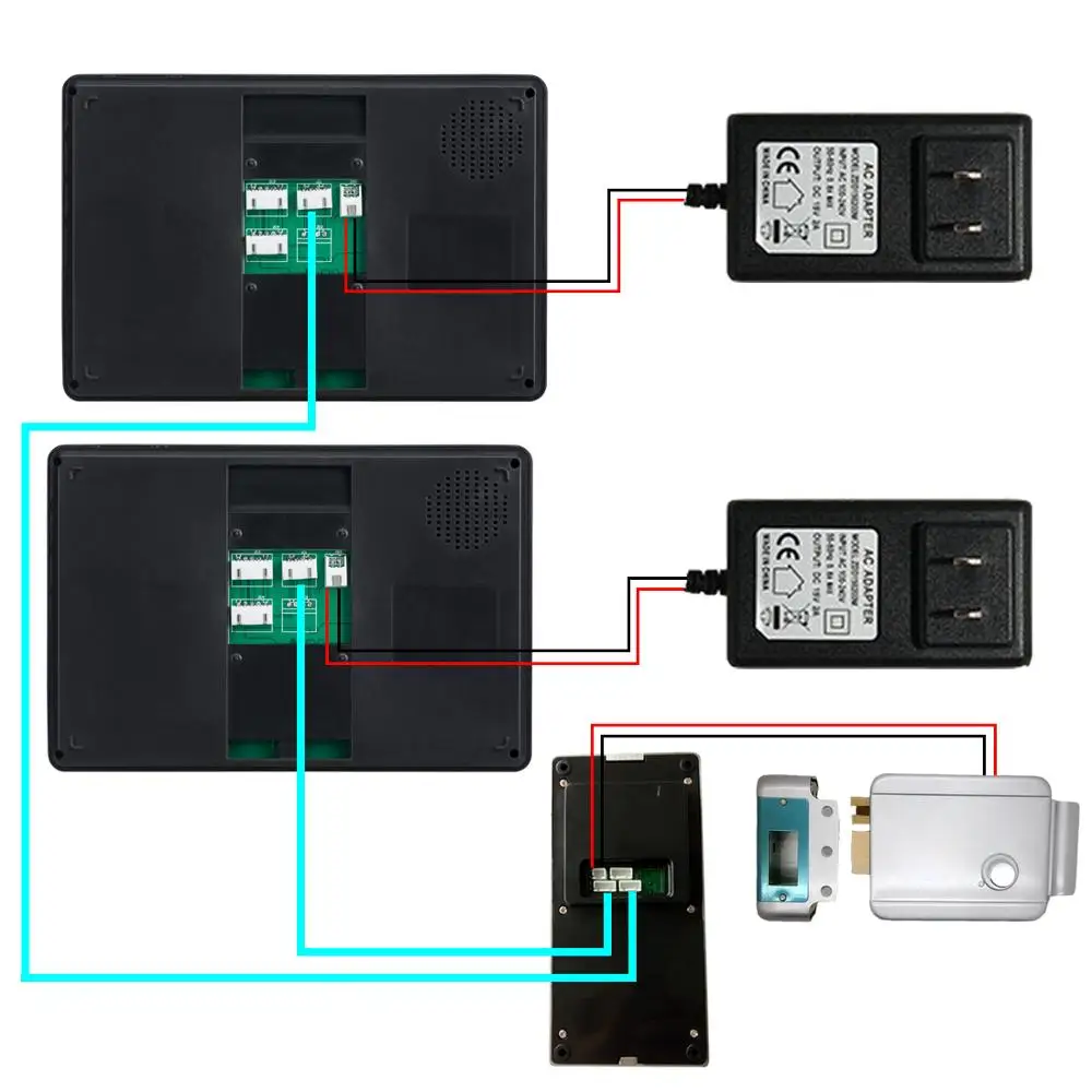 

2 Units Apartment Video intercom system 7" Monitor Video Door Phone Aluminum Alloy IR Camera for 2-households video Doorbell
