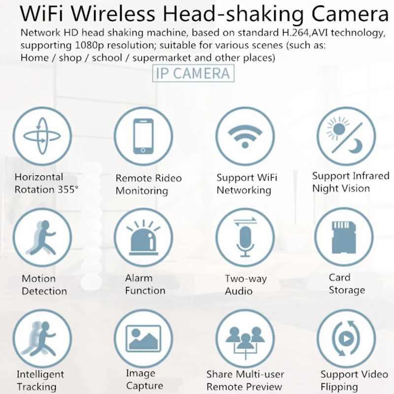 

IP Camera 1080P, WiFi Security Camera Two-Way o, Activity Alert Cloud Storage for Home for Baby,Elder,Pet