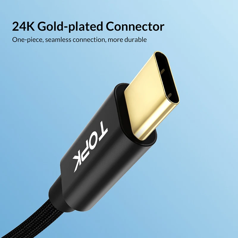 TOPK кабель Переходник USB C на с разъемом типа для Samsung S20 PD 60 Вт MacBook Pro iPad Pro2020 Quick Charge 4