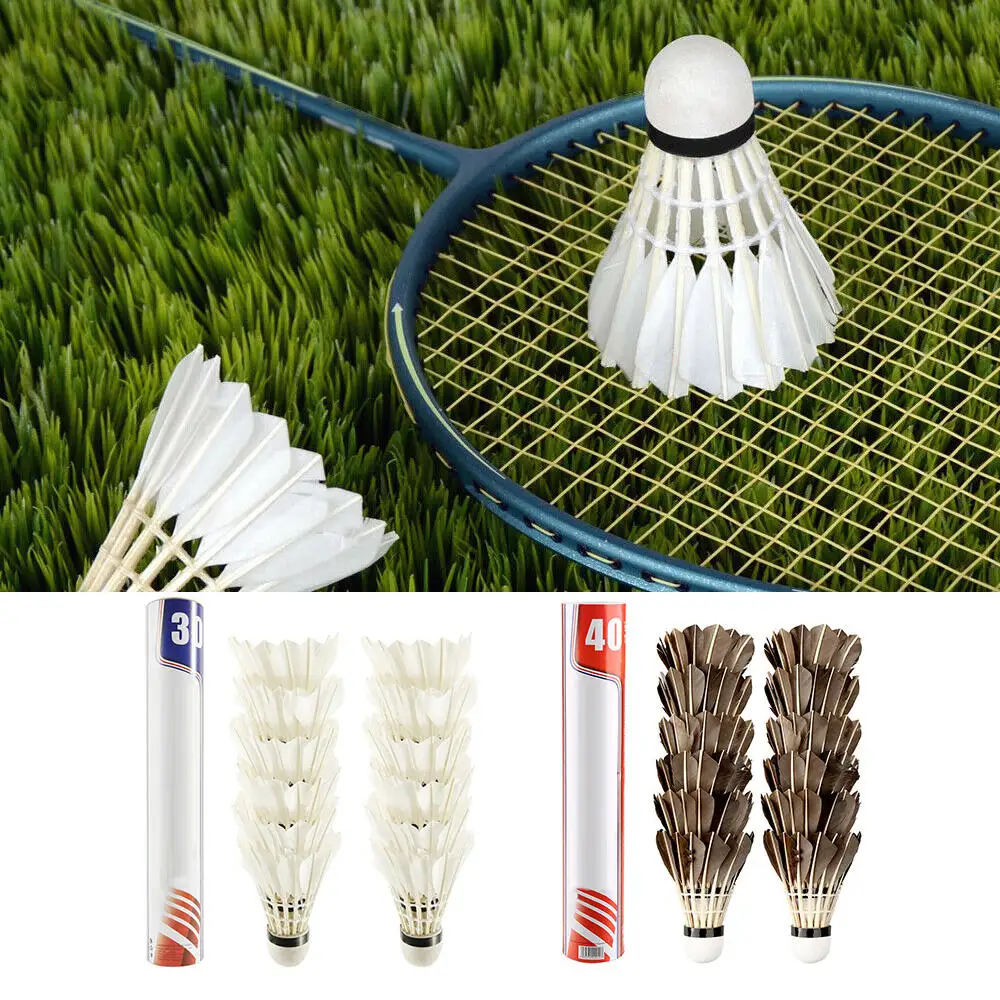 12 шт. тренировочные воланы из гусиных перьев птички прочные мячи для бадминтона