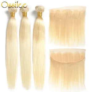 Ossilee 613 светлые пучки с фронтальной прямой человеческие волосы пучки с фронтальной застежкой бразильские волосы remy