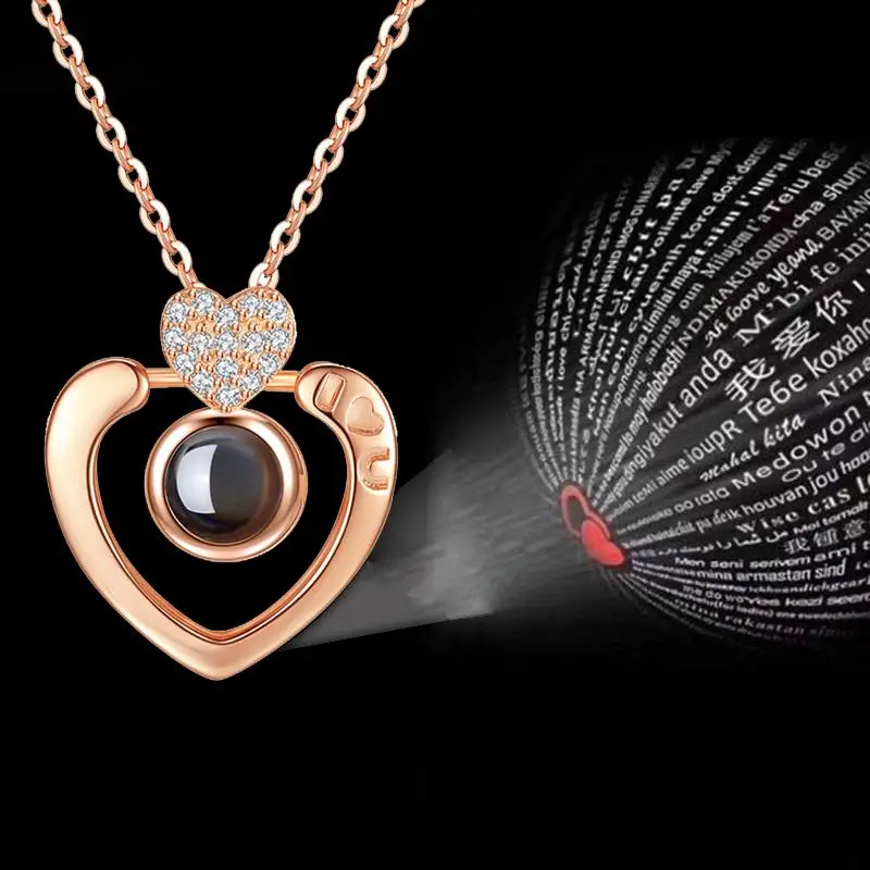 100 языков I love you Проецирование ожерелье Романтическая любовь память свадебное модное ожерелье ожерелья для женщин 6 стилей