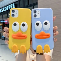 cute cartoon 3d duck phone case for iphone 11 12 13 pro xs max mini x xr 7 8 plus soft silicone shockproof back cover shell