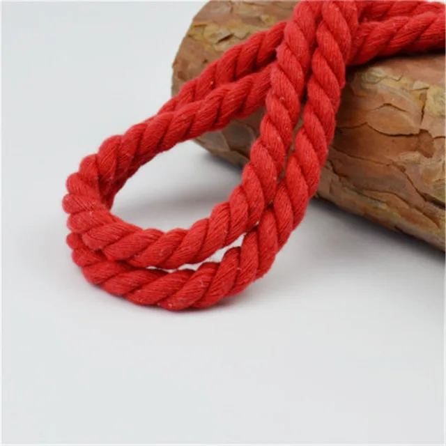 Red Хлопок, 10 метров, 3 акции, скрученные хлопковые шнуры, 8 мм, сделай сам, украшение для рукоделия, хлопковая веревка для сумки, пояса, Швейные аксессуары для рукоделия - Цвет: Red