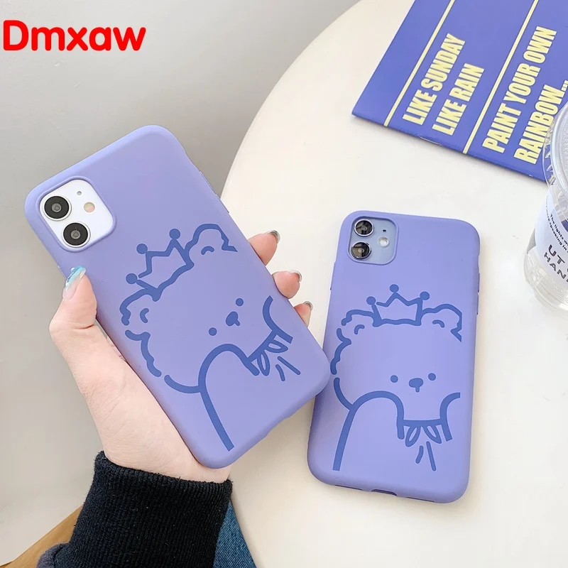 Мягкая задняя крышка из ТПУ с симпатичным матовым фиолетовым медведем для XIoa mi 10