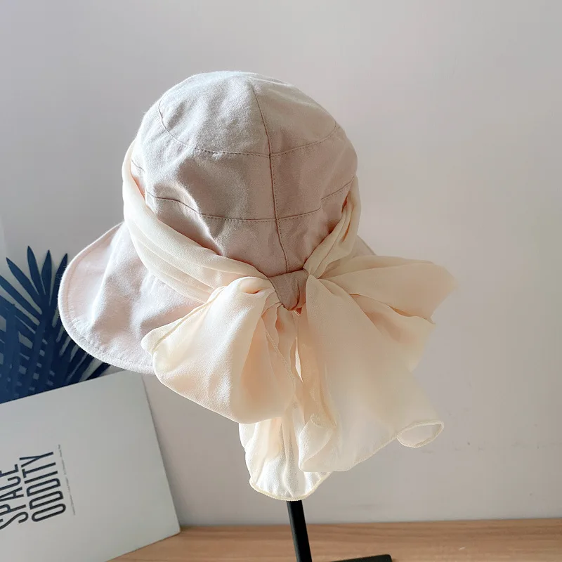 202103-2509157    Women's summer HOLIDAY sunshade fisherman's Hat  LONG RIBBON BOWKNOT GRACEBUCKET   cap