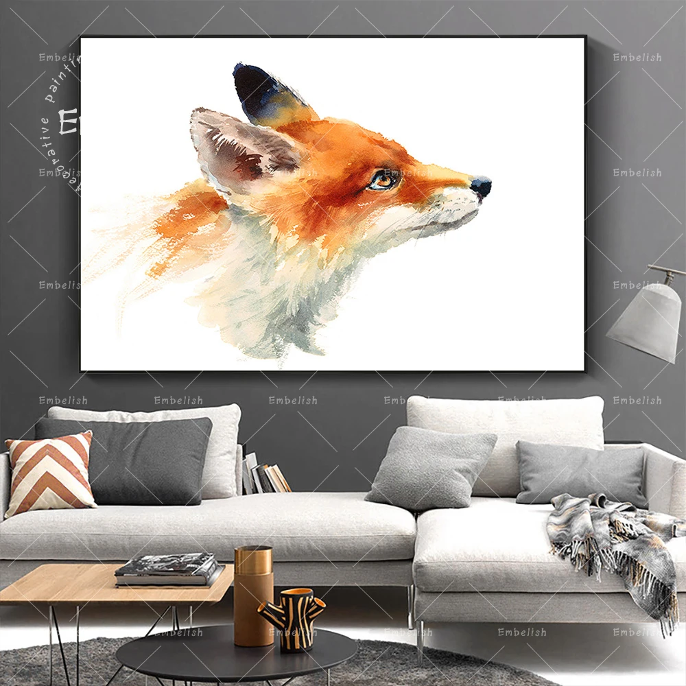 

Embelish 1 Pieces Watercolor Wild Animal Red Fox Wall Art Pictures For Living Room HD Canvas Painting Home Decor Posters Bedroom