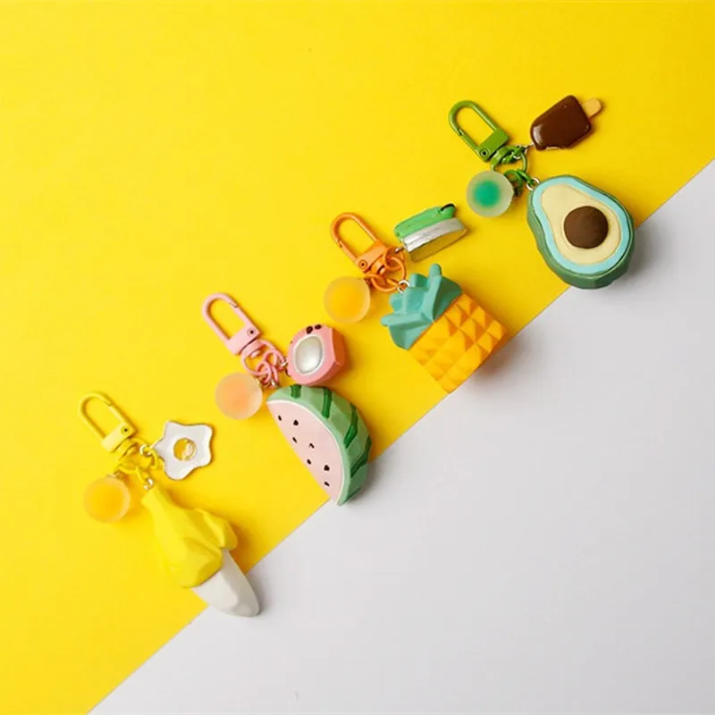 Креативный брелок для ключей с бананом авокадо ананасом девочек имитация