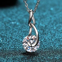 trendy s925 silver women moissanite diamond necklace d color 2 carat round moissanite pendant necklace with gra birthday gift