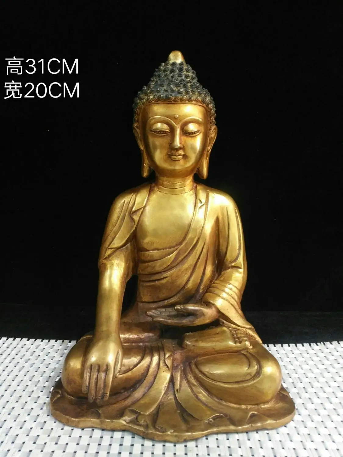

12" Tibet Buddhism Temple Old bronze Gilt Shakyamuni Buddha Statue Amitabha Buddha Statue Daming Yongle Yearly System
