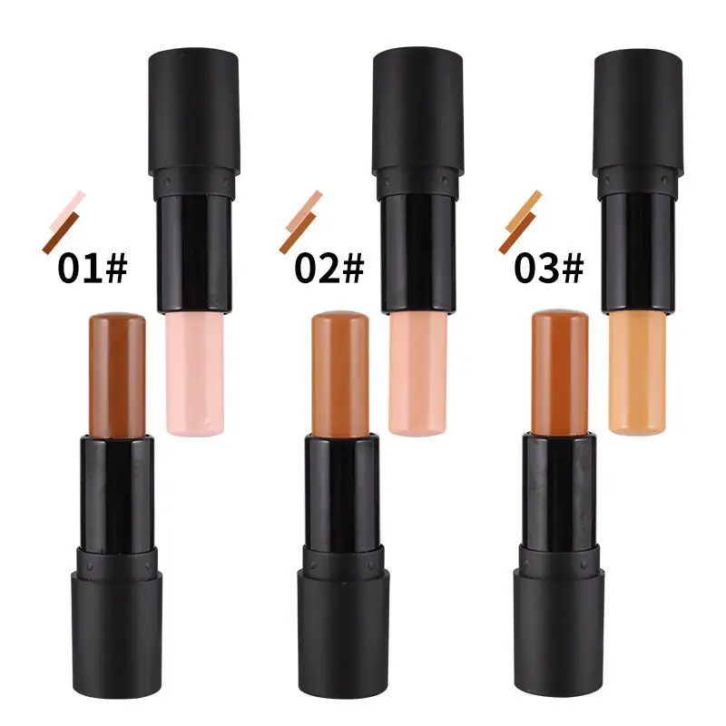 

1 Pc Three Colors Highlight Stick Double-headed Highlight Shadow Repair Stick Cosmetics For Face Professional Small V Face TSLM1