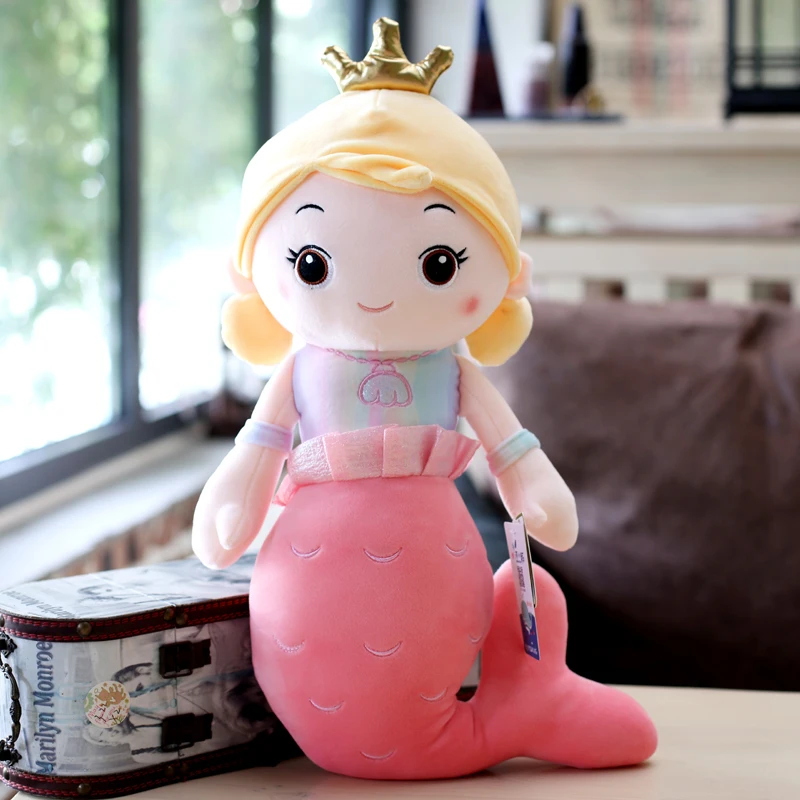 Pink Новая Милая Корона Русалочка плюшевая игрушка кукла детская игрушка девочка подарок на день рождения Домашнее украшение - Цвет: Pink